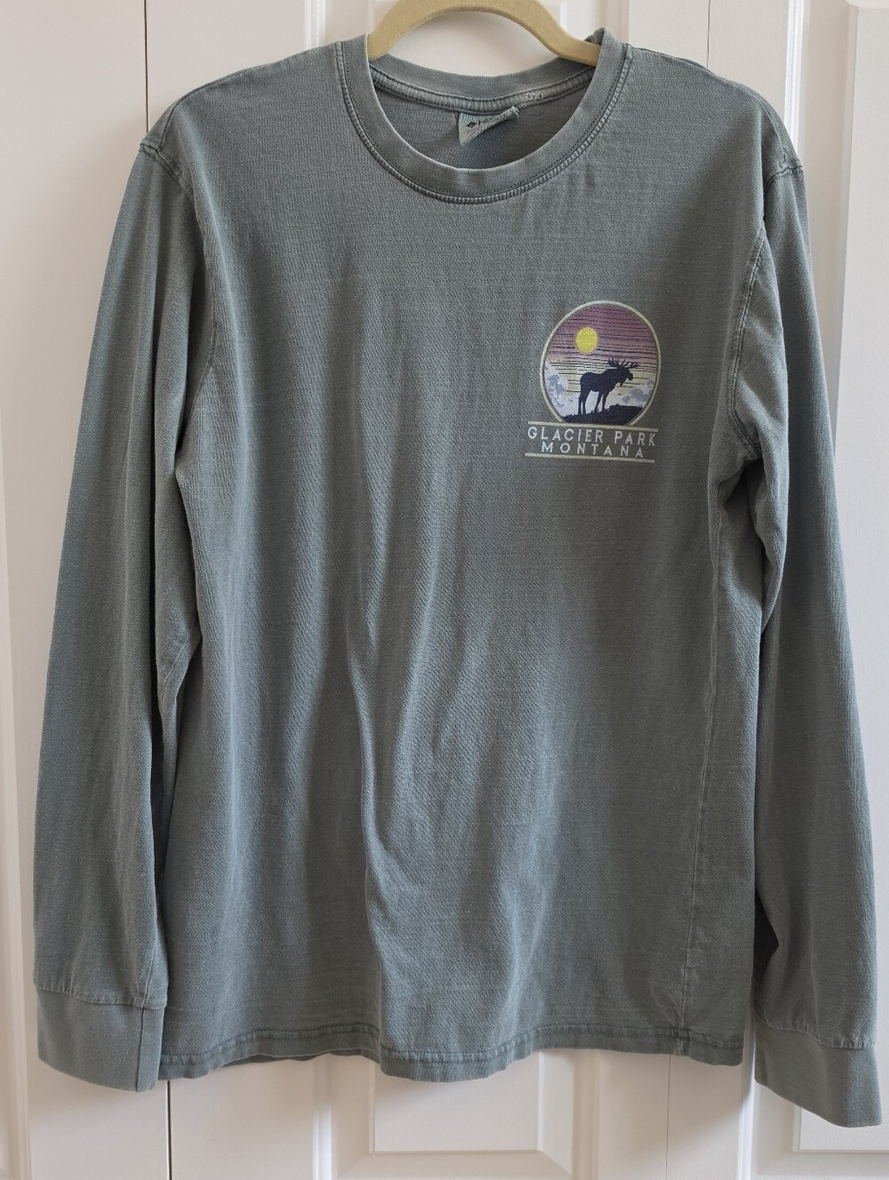 Glacier Park Montana Moose Graphic Long Sleeve Tee